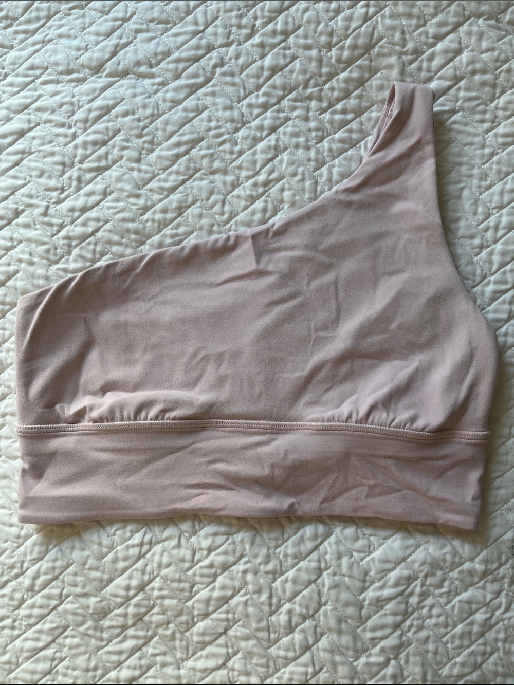lululemon athletica One-Shoulder Crop Top in Pale Pink